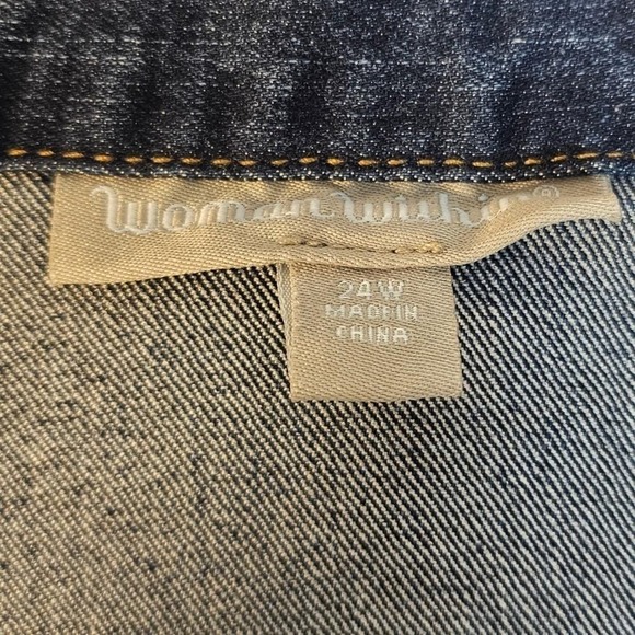 Vintage Woman Within Thunderbird Fringe Aztec Y2K Denim Jacket 24W - Picture 4 of 6